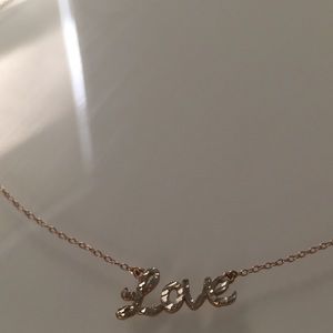 Rose Gold on Sterling Silver Love Necklace